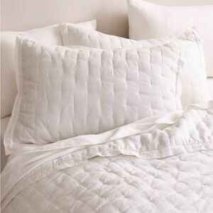 Quince European Linen Queen Dream Quilt Set White EUC